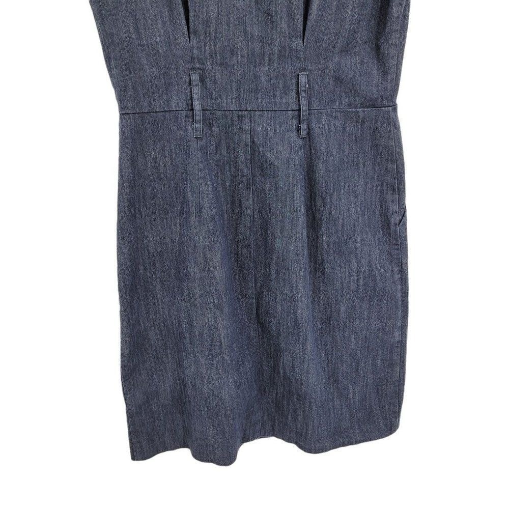 Vtg 90s Coastal Cowgirl Pinafore Denim‎ Mini Jean Dress Sz 6 Stretch Country - Picture 6 of 10